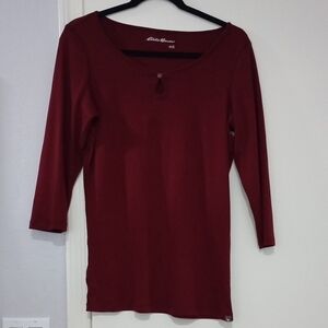 Eddie Bauer Deep Red Long Sleeve Top